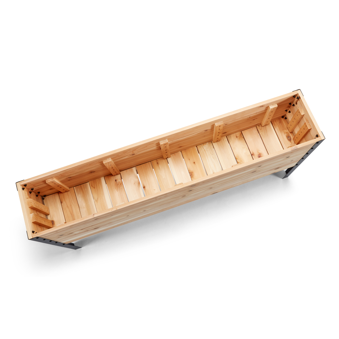 Wooden planter box on a white background